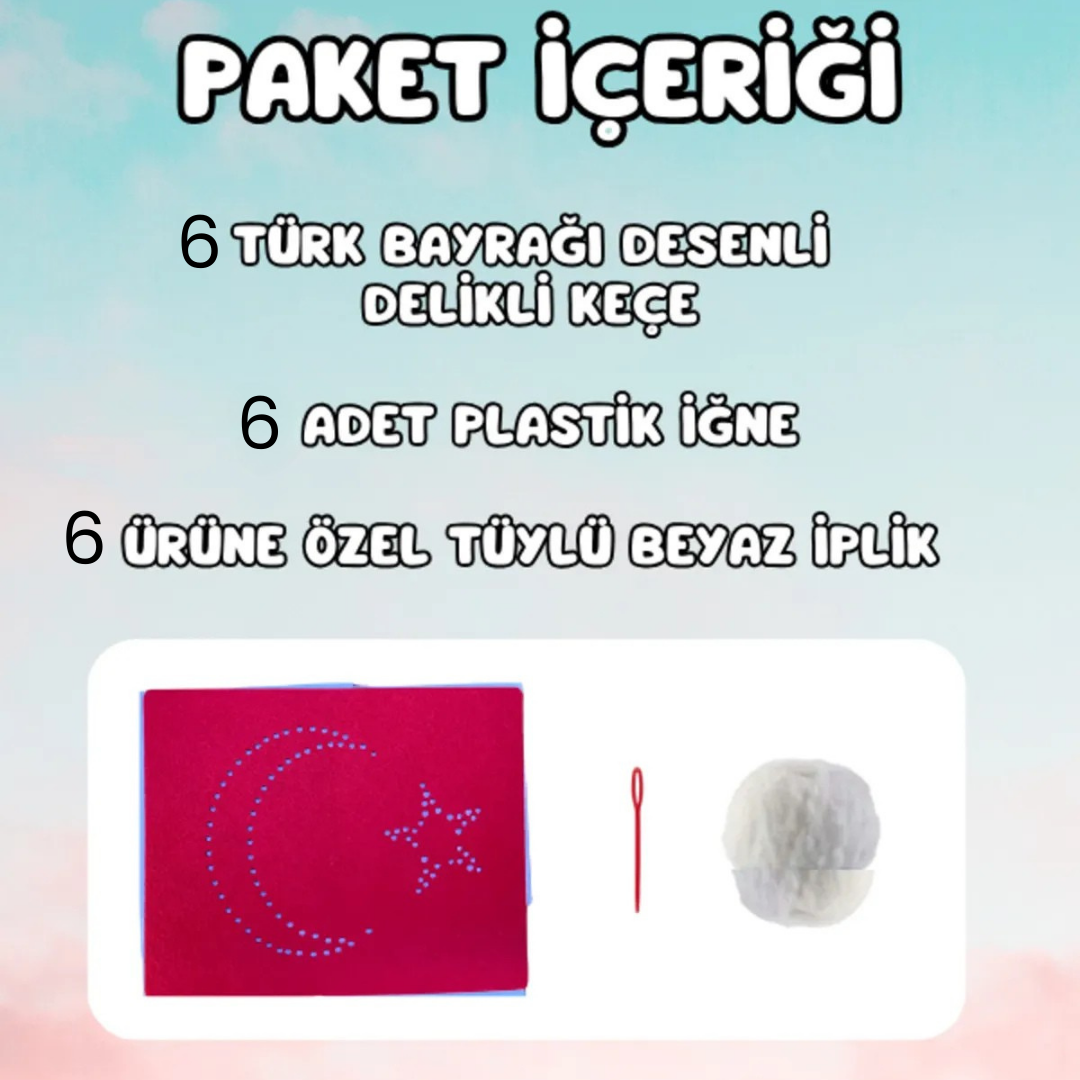 6'lı Türk Bayrağı Örgü Seti Hayal Gücü Geliştirici Oyuncak