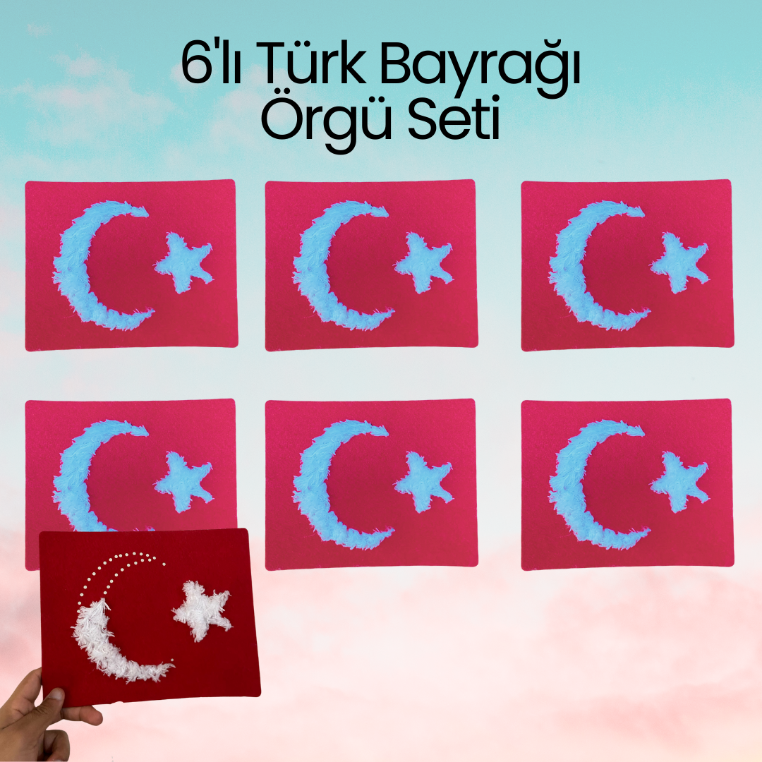 6'lı Türk Bayrağı Örgü Seti Hayal Gücü Geliştirici Oyuncak