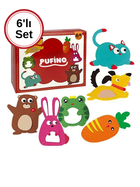 6'lı Hayvanlı Dikiş Nakış Seti – Pufino