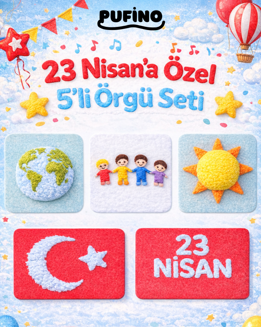 Pufino 23 Nisan'a Özel 5'li Örgü Seti