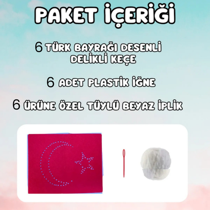 6'lı Türk Bayrağı Örgü Seti Hayal Gücü Geliştirici Oyuncak