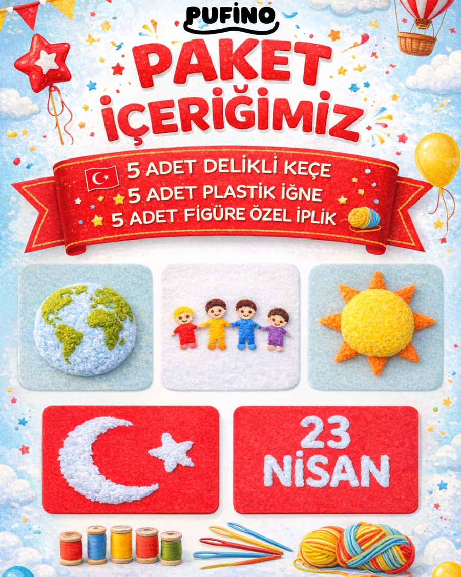 Pufino 23 Nisan'a Özel 5'li Örgü Seti