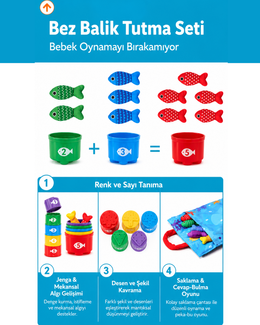 Montessori Peluş Balıq Tutma Oyuncağı
