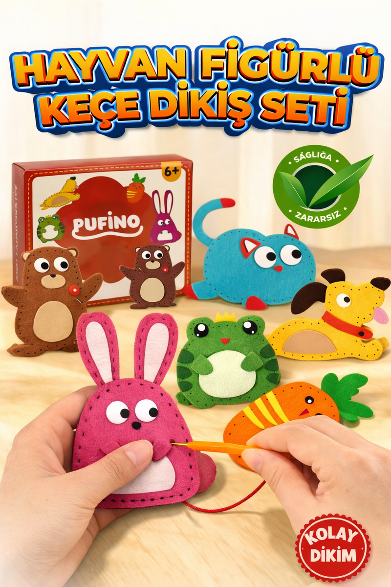 6'lı Hayvanlı Dikiş Nakış Seti